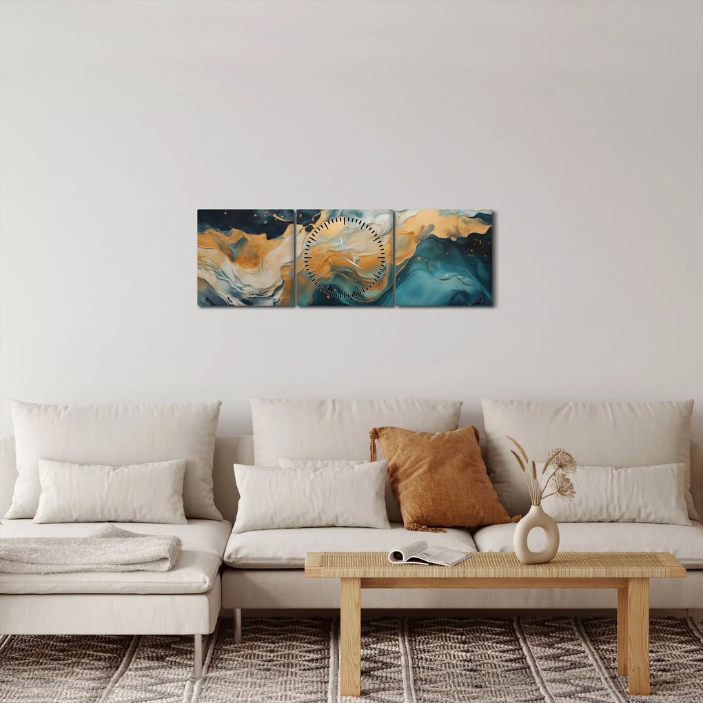 Obraz - Abstrakcia (s hodinami) (90x30 cm)