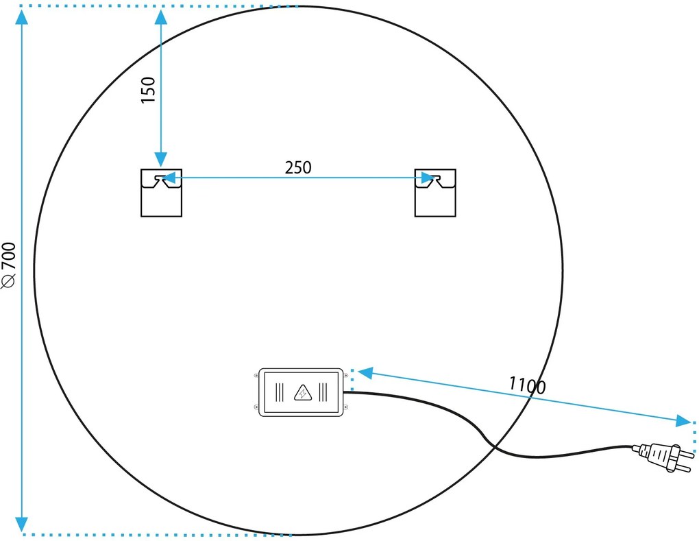 Rea Rea, LED okrúhle zrkadlo v zlatom ráme 70cm, zlatá matná, HOM-02502
