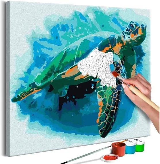 DIY set na tvorbu vlastného obrazu na plátne Artgeist Turtle, 40 × 40 cm