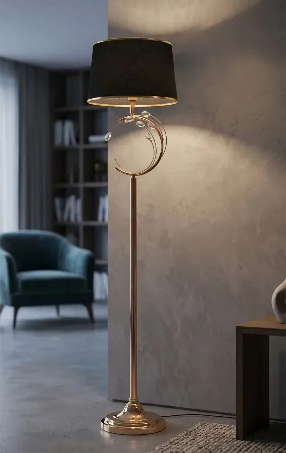 Stojacia lampa Bruxelles 160 cm čierna/zlatá
