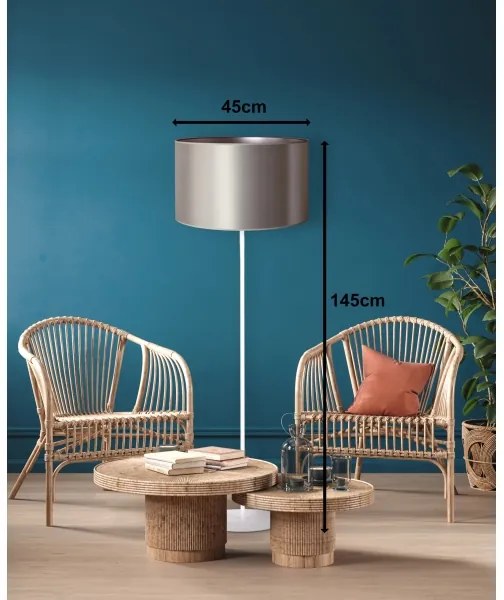 Duolla - Stojacia lampa CANNES 1xE27/15W/230V pr. 45 cm strieborná/biela