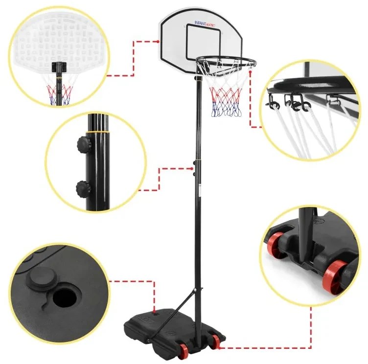 Basketbalový kôš s kolieskami, nastaviteľný 148-236 cm