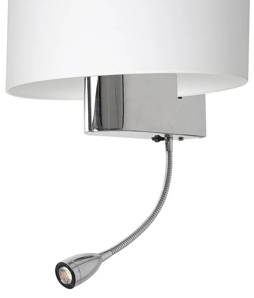 Nástenné svietidlo Casino, biele textilné tienidlo + 1xLED 1w, ch