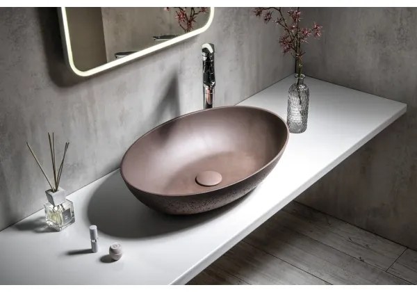 Sapho - Umivalnik na pult FORMIGO 60x40 cm beton/rjava