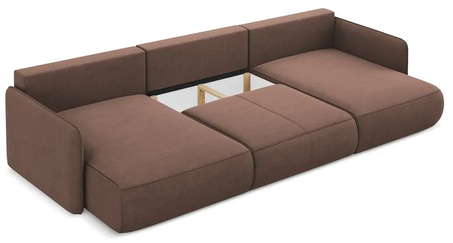 Ružová rozkladacia/s úložným priestorom rohová pohovka Nanea – Makamii