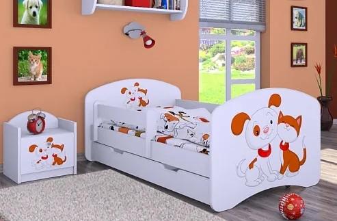 MAXMAX Detská posteľ so zásuvkou 180x90cm PSÍK A MAČIČKA