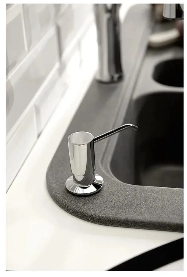 Tmavohnedý plastový zápustný dávkovač mydla 350 ml – Sapho