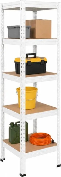 Regál 183x40x40 cm lakovaný 5-policový, nosnosť 100 kg, RIVET - biely
