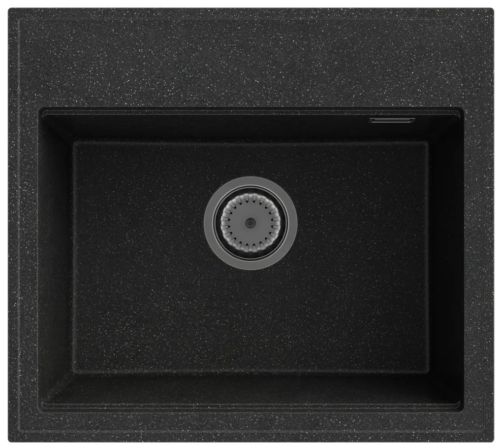 Gamma Modern 5055, 1-komorový granitový drez 560x500x210 mm, čierna škvrnitá, GMA-ZM-55-BP