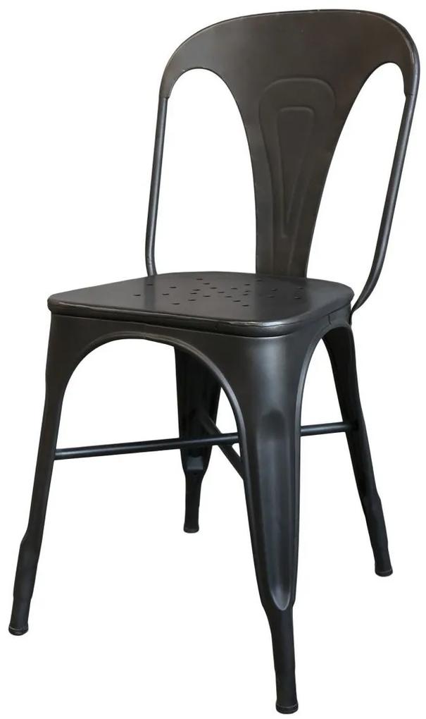 Čierna antik kovová stolička Factory Chair - 37*36*86cm