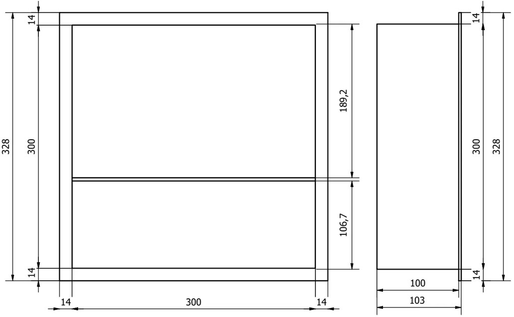 Mexen X-Wall-R, polička na zapustenie na obklad s golierom 30 x 30 cm, biela, 1920303010S