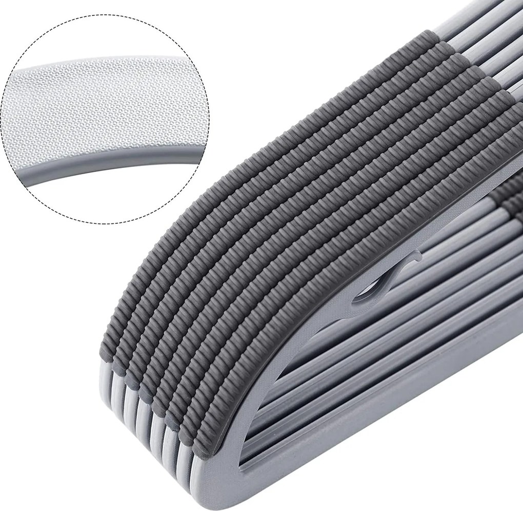 Protišmykové vešiaky na šaty, 30 kusov, sivé