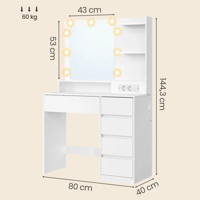 Toaletný stolík s LED zrkadlom RDT241WB01