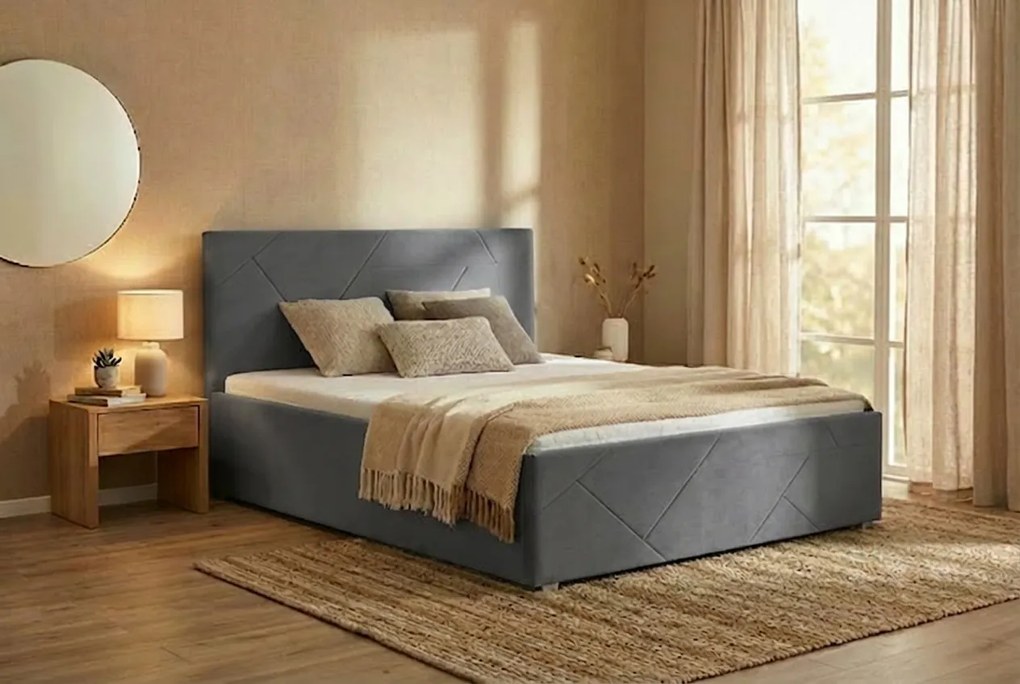 Postel TONY 160x200 cm Sivá S matracom