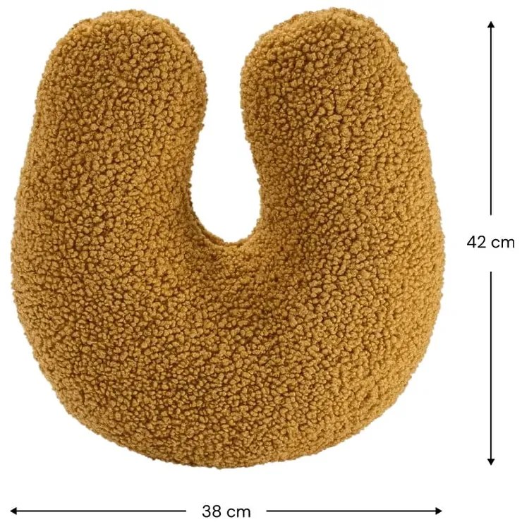 Hnedý detský pohovkový vankúš z textílie buklé U – Wigiwama