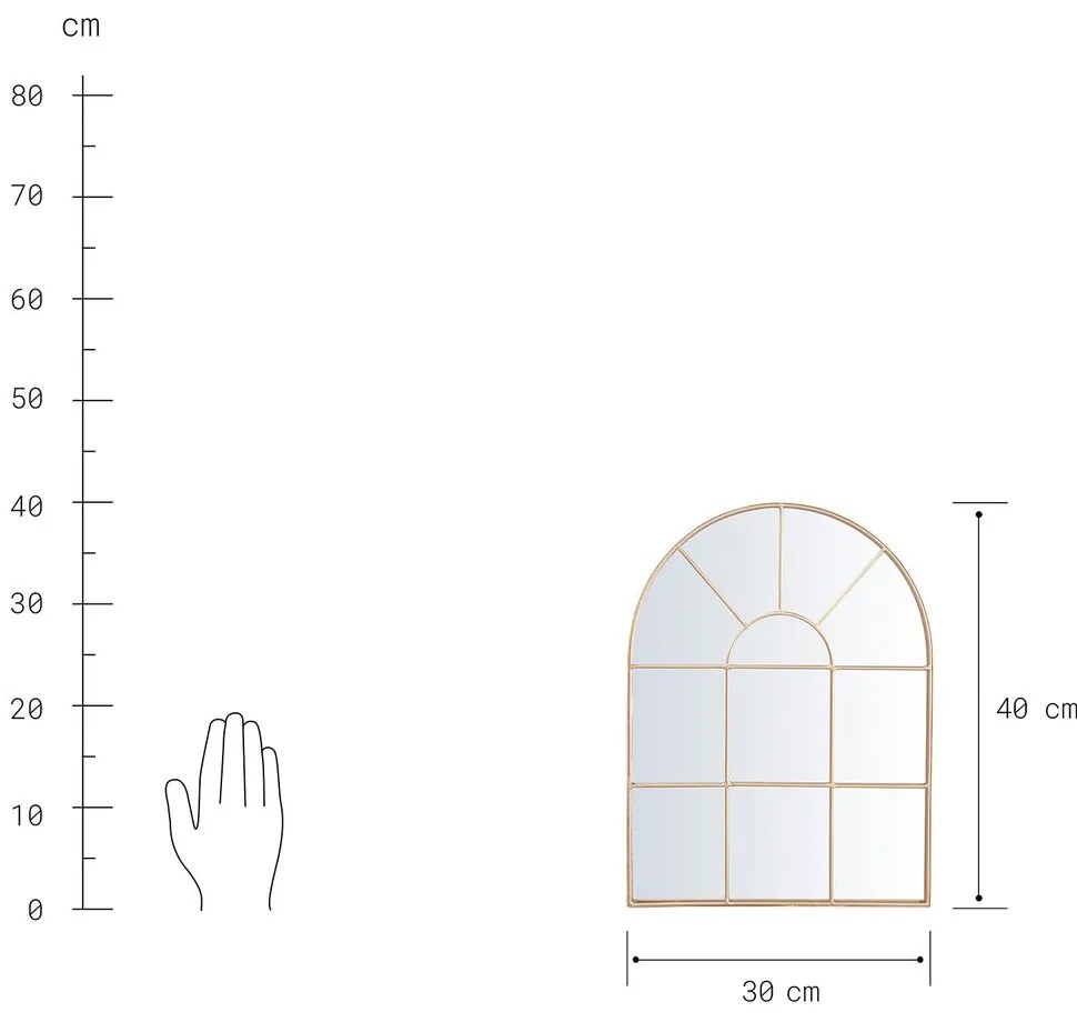 FINESTRA Zrkadlové okno 30 cm - zlatá