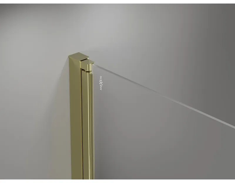 Mexen Mist-B Duo, 2-krídlový výklopný sprchový kút 100 x 70 cm, číre sklo, zlatý lesklý profil, 8A2-100-070-50-00