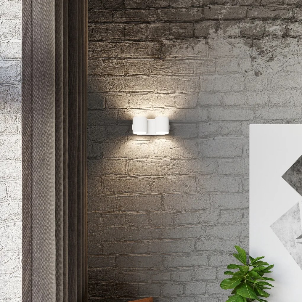 Nástenné svietidlo Orbis, 2x biele kovové tienidlo