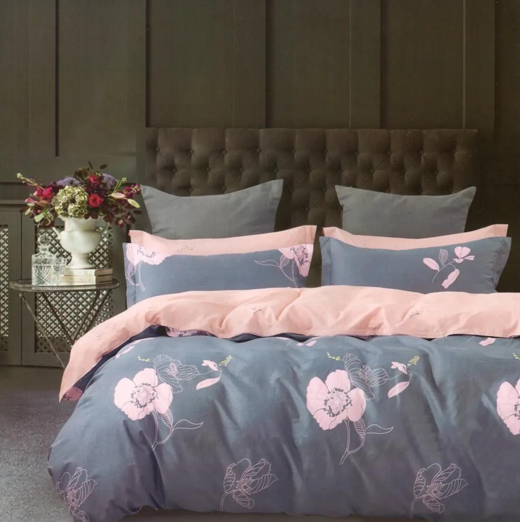 DomTextilu Obojstranné posteľné bavlnené obliečky modro ružové  3 časti: 1ks 160 cmx200 + 2ks 70 cmx80 36918-176492