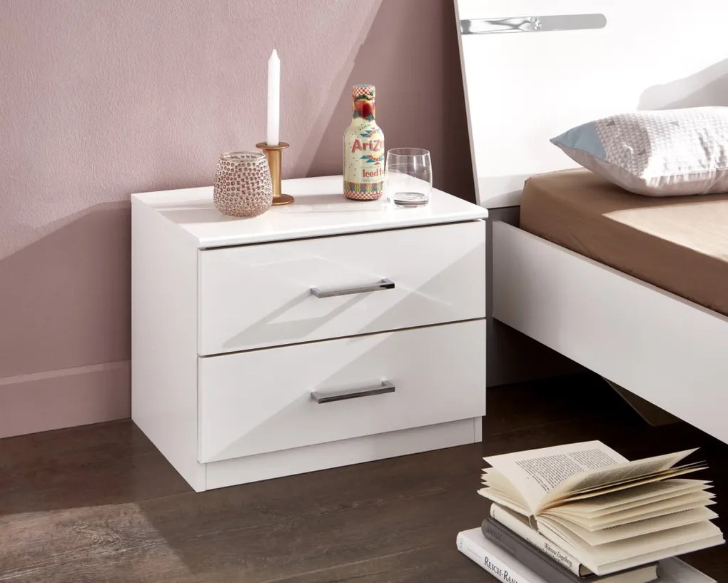 Nočný stolík s 2 zásuvkami Anna, biely