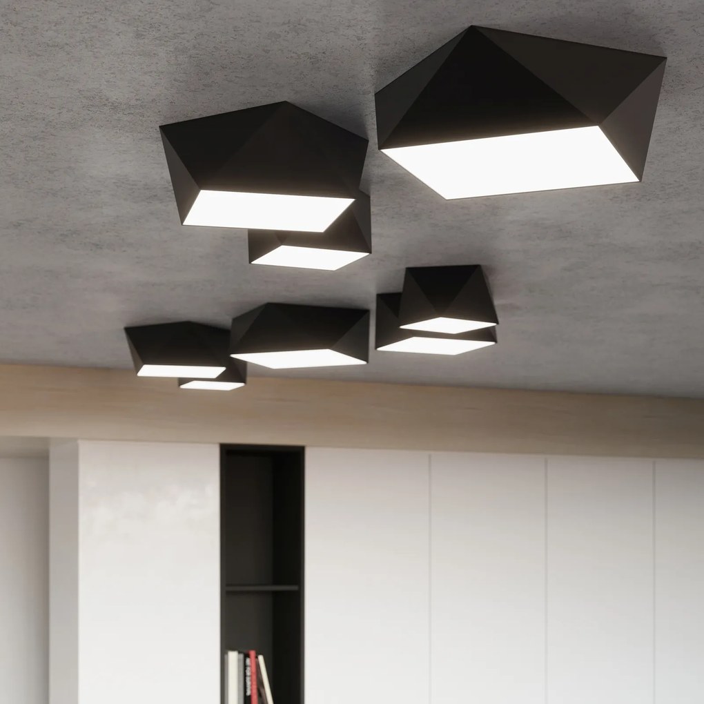 Stropné svietidlo Hexa, 1x čierne plastové tienidlo, (biely plast), (25 cm)