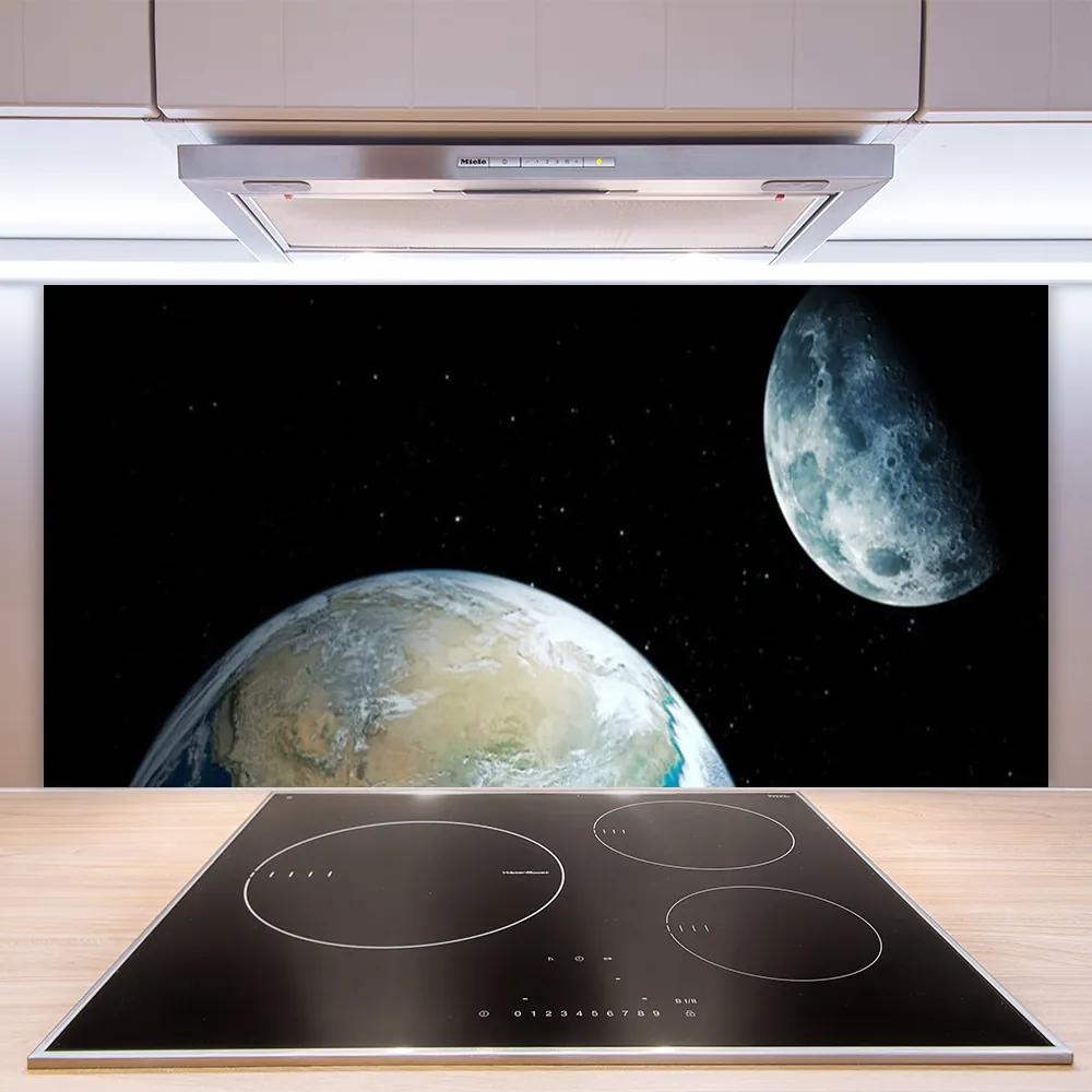 Nástenný panel  Mesiac zeme vesmír 100x50 cm