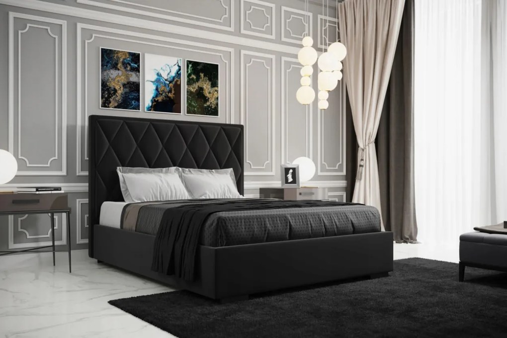 AMADEUS 160X200 MANŽELSKÁ POSTEĽ S ROŠTOM BORDOVÁ ZAMATOVÁ LÁTKA