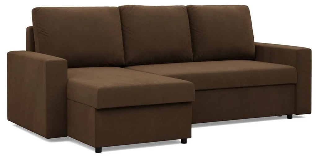 Rohová rozkladacia sedacia súprava NEO - rovný bok - model 2 Hnedá