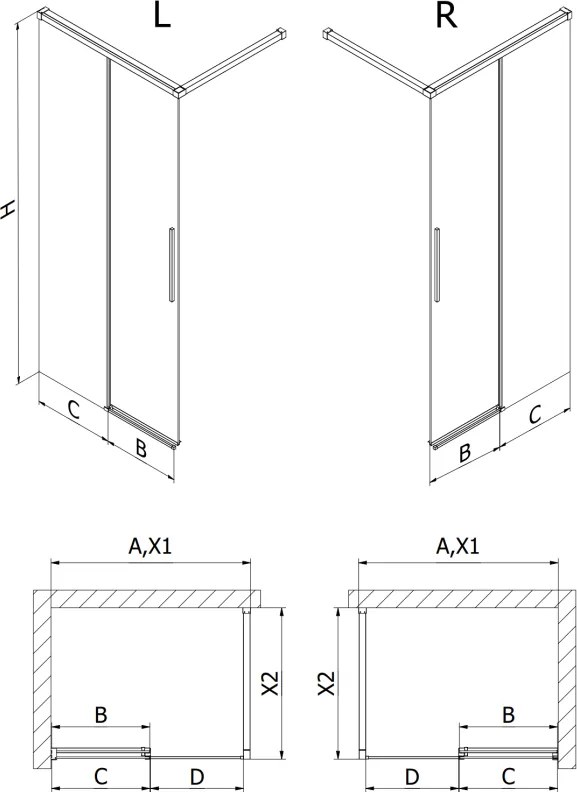Mexen Rox, sprchová stena 120 x 200 cm, 8mm číre sklo, grafitový profil, 8C2-120-003-95-00