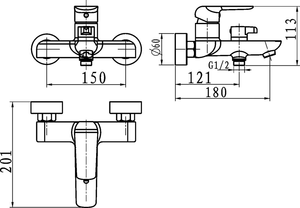 Novaservis Nobless Tina - Vaňová batéria bez príslušenstva 150 mm, biela/chróm, 38020/1,1