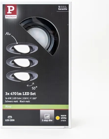 Paulmann 94472 - SADA 3xLED/6W IP23 Stmievateľné kúpeľňové svietidlo NOVA 230V