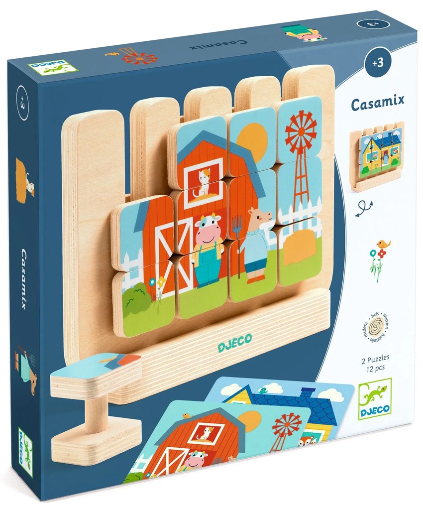 Drevená skladacia hra – domčeky