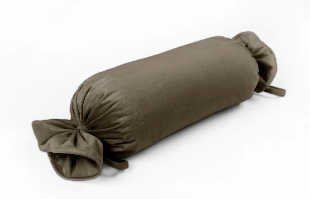 Biante Zamatový vankúš valec bonbon SV-031 Hnědá khaki 15x80 cm