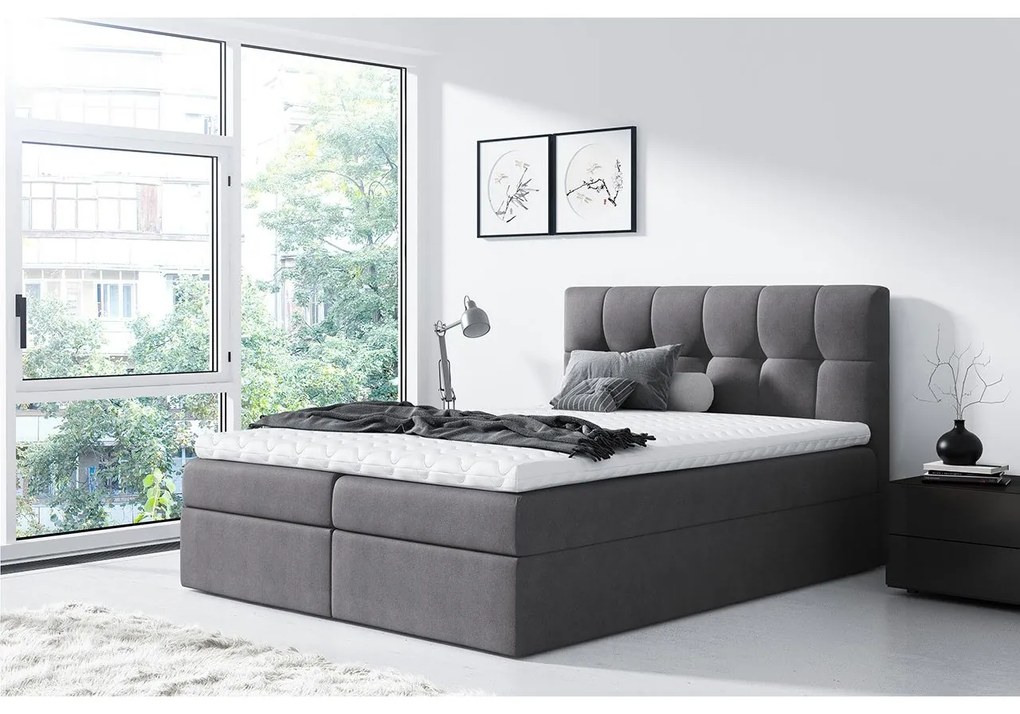 Kontinentálna posteľ Apolon, Rozmer postele: 140x200, Dostupné poťahy: ekokoža Soft 011 (čierna)