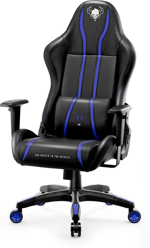 Herné kreslo z eko-kože Normal Size, čierny-modrý: Diablo X-One 2.0