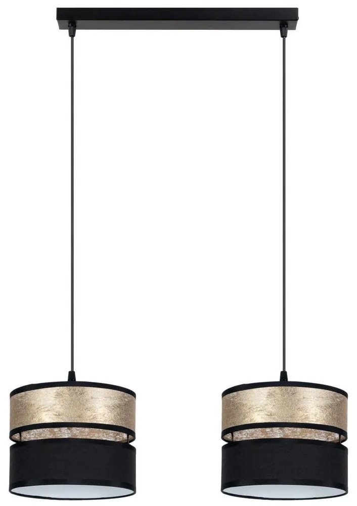 Luster na lanku LIMA 2xE27/60W/230V zlatá/čierna
