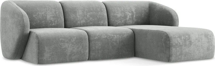 Sivá ženilková rohová pohovka (pravý roh/s leňoškou) Lani – Makamii