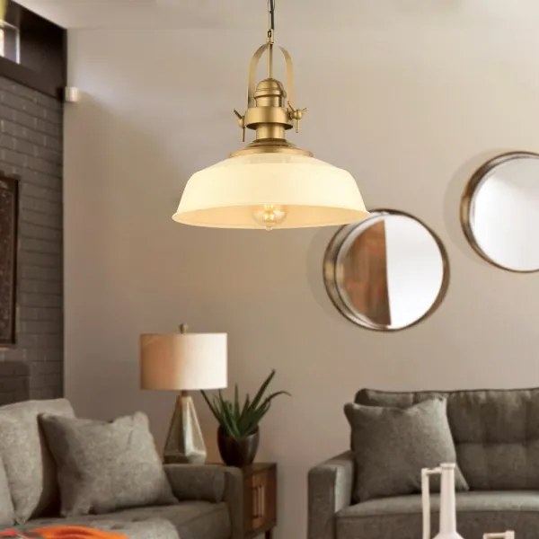 Luster na lanku MONZA 1xE27/40W/230V pr. 35 cm krémová/bronzová