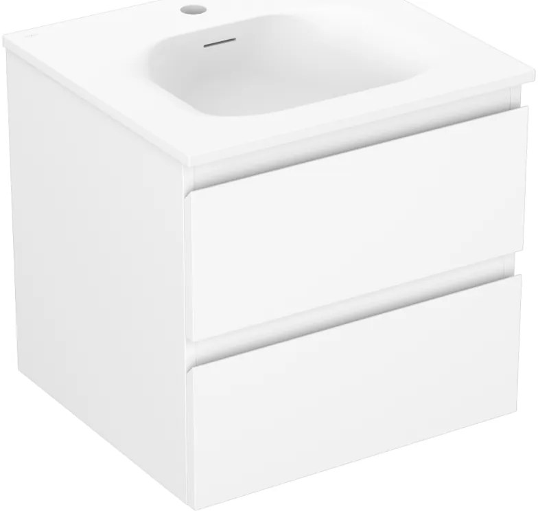 Mexen Orio, kúpeľňová skrinka 50 cm s umývadlom Vela, 2 zásuvky, biela matná, 91A10-05047-2-BFF01-W23M01