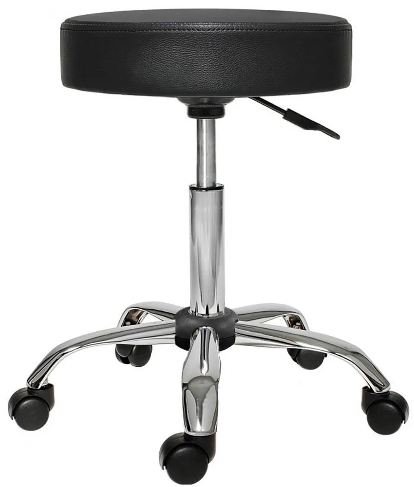 Kozmetická taburetka na kolieskach, výškovo nastaviteľná- Čierna