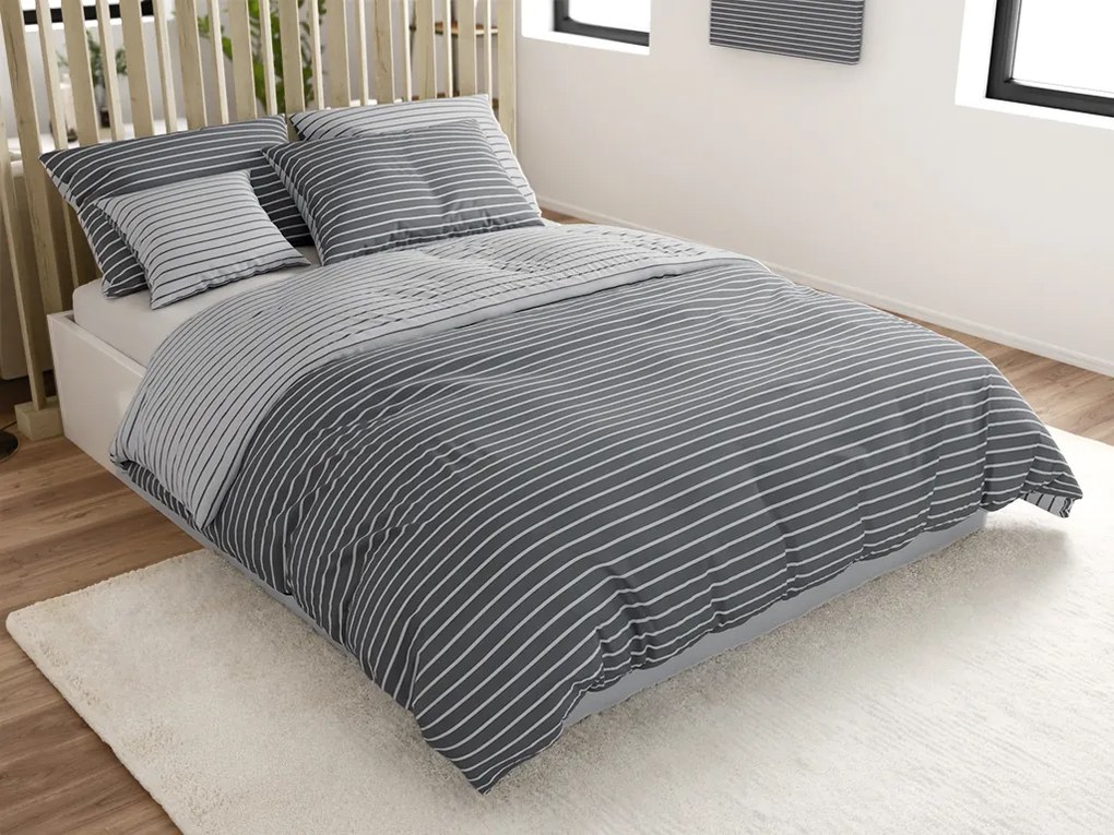 Povlečení z Renforcé bavlny CAPRIVI šedé knoflík Rozmer obliečky: 70 x 90 cm | 140 x 200 cm