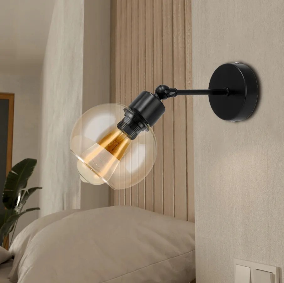 BERGE Sklenená LED nástenná lampa 1xE27 - jantárová farba