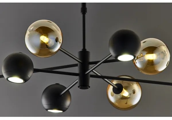 Jupiter 1994 - Luster na tyči MOKA 4xGU10/10W/230V + 4xG9/10W/230V čierna/béžová