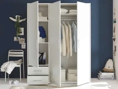 Šatníková skriňa Valencia, 155 cm, biela%