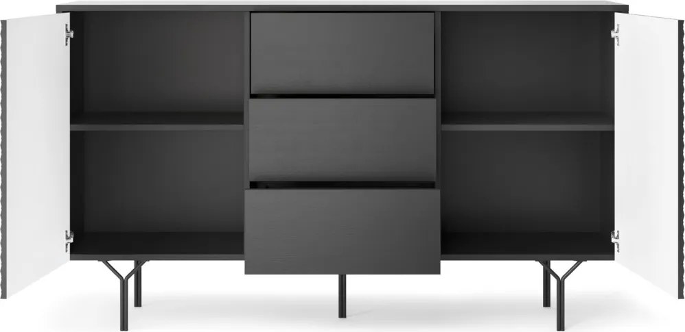 Komoda so zásuvkami Raven, čierna