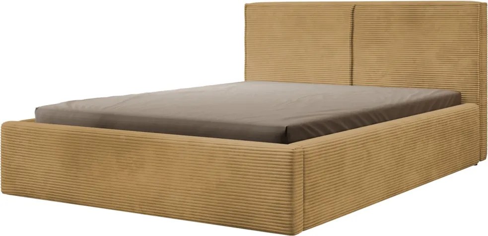 Posteľ Inez 180x200 cm, topazovo žltá štruktúrovaná látka