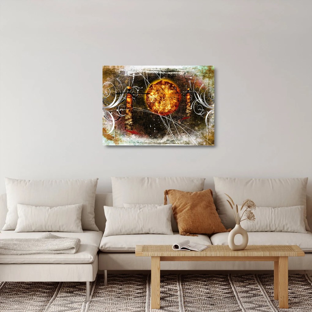 Sklenený obraz starovekej dobovej maľby (70x50 cm)
