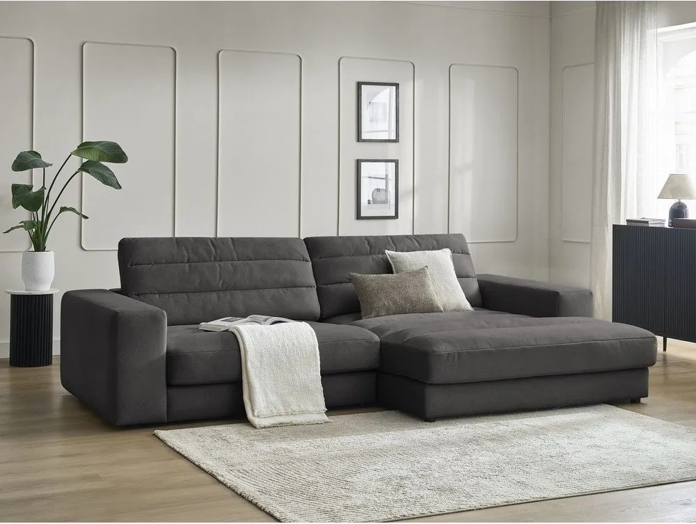 Antracitová zamatová rohová pohovka (pravý roh/s leňoškou) Sierra – Bobochic Paris