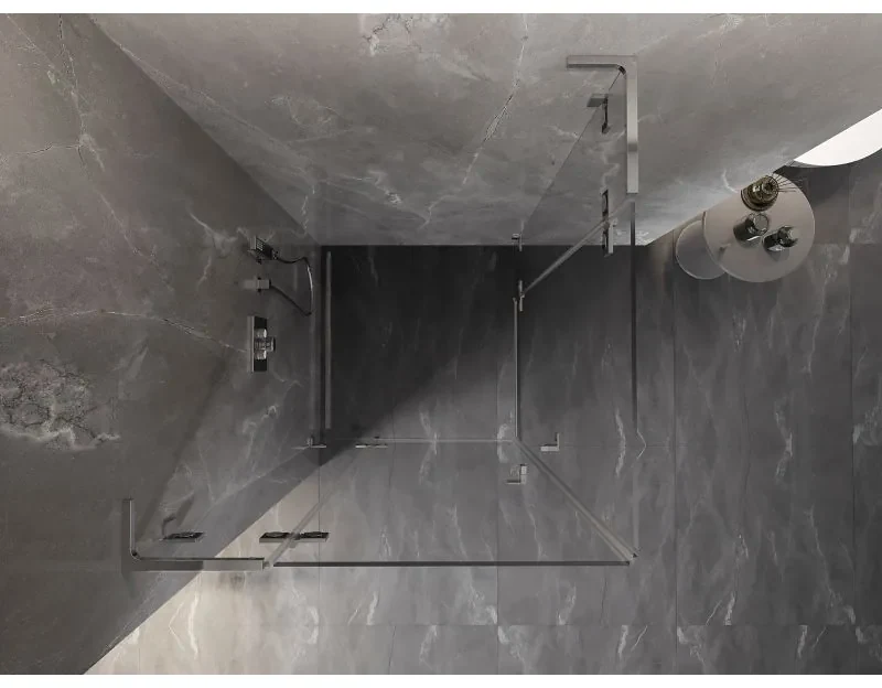 Mexen Lunar L Duo výklopný sprchový kút 100 x 100 cm, 8mm číre sklo, chrómový profil, 834L-100L-100P-01-00