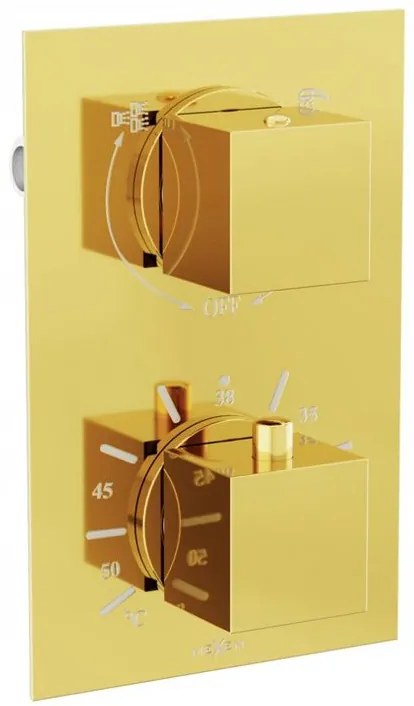 Mexen CUBE - 2-výstupová podomietková sprchová sada 6v1, zlatá, 5907709105776